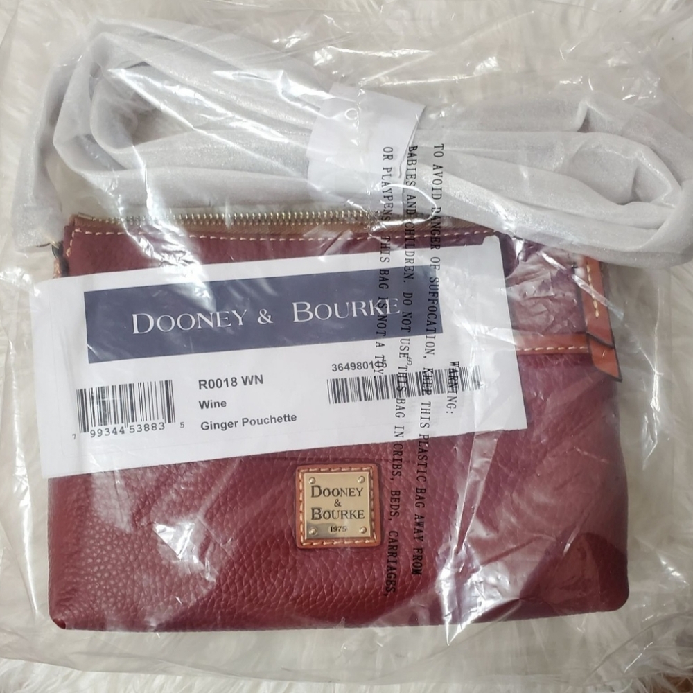 NEW Dooney & Bourke Wine Pebble Leather Pouchette Crossbody - Picture 2 of 8